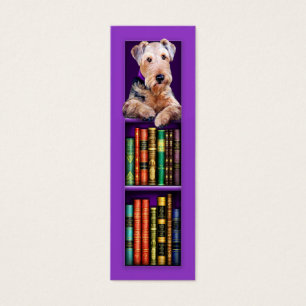 Cartes De Visite Signet Airedale Terrier violet