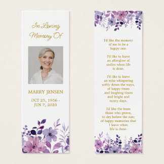 Cartes De Visite Signet de deuil de photo de fleur violette