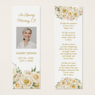 Cartes De Visite Signet de deuil photo floral blanc