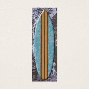 Cartes De Visite Signet de planche de surf de plage de coucher du