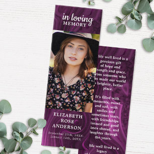 Cartes De Visite Signet de prière funéraire en marbre violet