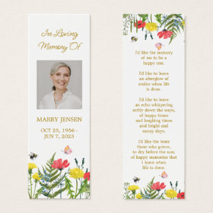 Cartes De Visite Signet floral de fleur sauvage pour funérailles et