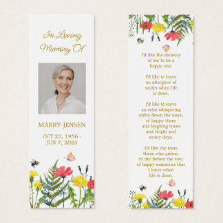 Cartes De Visite Signet floral de fleur sauvage pour funérailles et