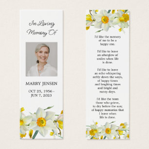 Cartes De Visite Signet floral de narcisse Photo Mémorial funéraire
