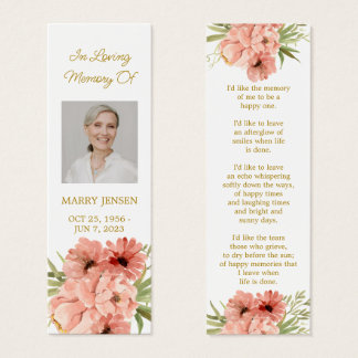 Cartes De Visite Signet floral de Zinnia pour funérailles et mémori