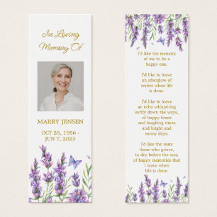 Cartes De Visite Signet floral lavande mémorial funéraire