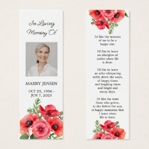 Cartes De Visite Signet floral photo funéraire mémorial