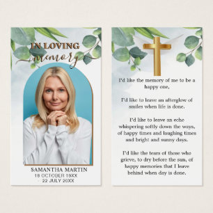 Cartes De Visite Signet funéraire commémoratif minimal botanique