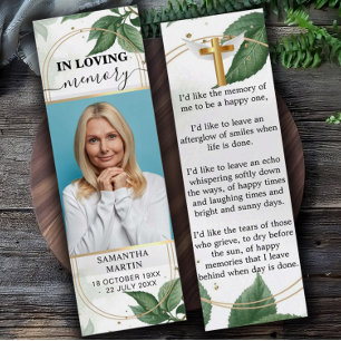 Cartes De Visite Signet funéraire commémoratif minimaliste