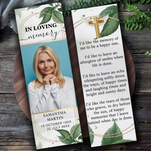 Cartes De Visite Signet funéraire commémoratif minimaliste (Créateur téléchargé)