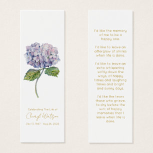 Cartes De Visite Signet funéraire simple hydrangea
