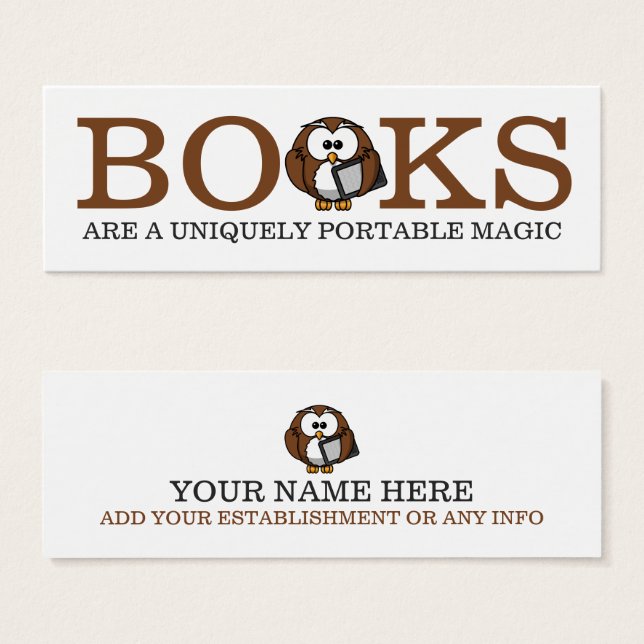 Cartes De Visite Signet unique de hibou (Devant & derrière)