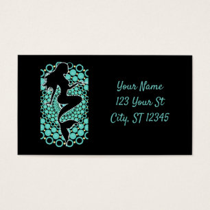 Cartes De Visite Silhouette de sirène dans les bulles Thunder_Cove