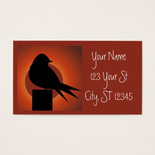 Cartes De Visite Silhouette d'oiseau noir Sun Thunder_Cove (Devant)