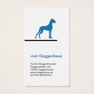 Cartes De Visite Silhouette élégante de Grand Danois en bleu – Chie