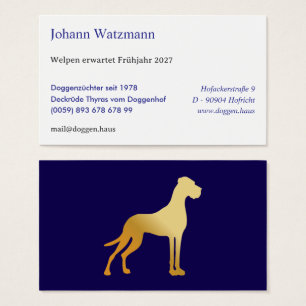 Cartes De Visite Silhouette élégante d'un dogue allemand 