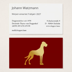 Cartes De Visite Silhouette élégante d'un grand danois