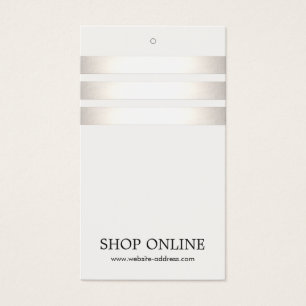 Cartes De Visite Silver and White Striped Promotional Price Tag