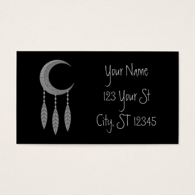 Cartes De Visite Silver Crescent Moon Feathers (Devant)