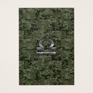 Cartes De Visite Silver Libra Zodiac Green Camo numérique