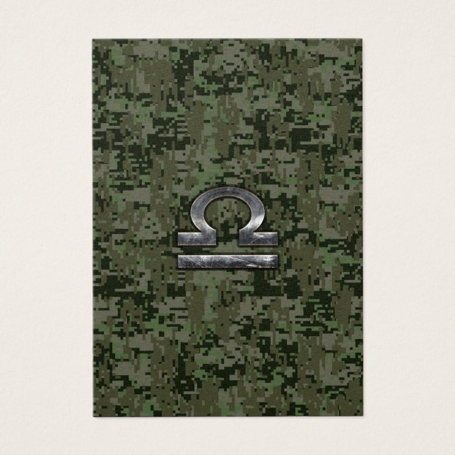 Cartes De Visite Silver Libra Zodiac Green Camo numérique (Devant)