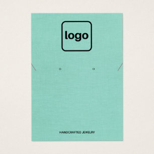 Cartes De Visite Simple Ajouter Logo Aqua Bleu Écran de collier d'o