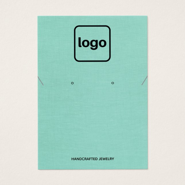 Cartes De Visite Simple Ajouter Logo Aqua Bleu Écran de collier d'o (Devant)
