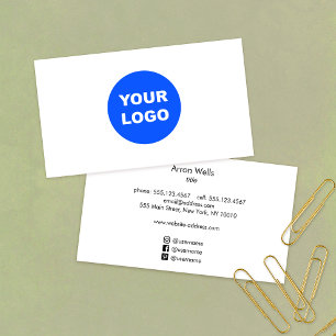 Cartes De Visite Simple Ajouter votre logo avec les icônes des médi