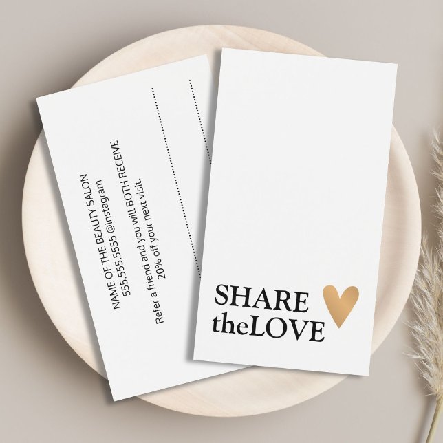 Cartes De Visite Simple Black White Faux Gold Heart (Créateur téléchargé)