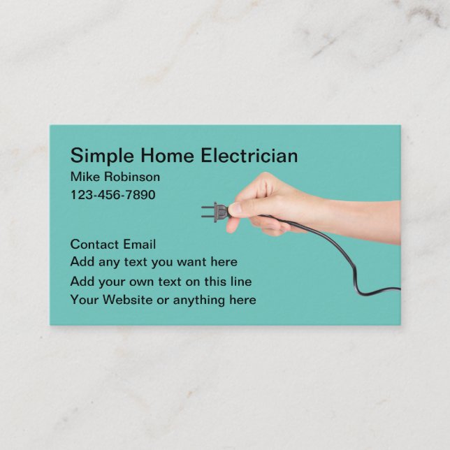 Cartes de visite simple électricien cordon électri (Devant)