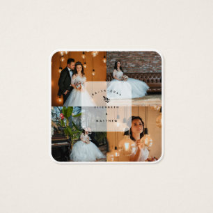 Cartes De Visite Simple Elegant 4 Photo Collage Mariage Papeterie