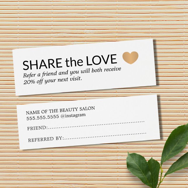 Cartes De Visite Simple Elegant Black White Gold Heart (Créateur téléchargé)