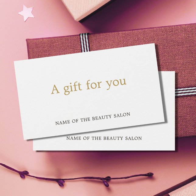 Cartes De Visite Simple Elegant Blanc Faux Or Beauté (Créateur téléchargé)