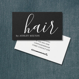 Cartes De Visite Simple Elégant gris foncé avec cheveux blancs