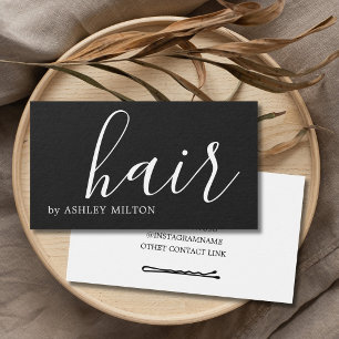Cartes De Visite Simple Élégant Gris Foncé Coiffeur Cheveux Blancs