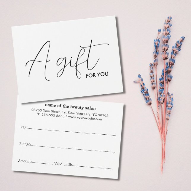 Cartes De Visite Simple Élégant noir blanc certificat cadeau (Créateur téléchargé)