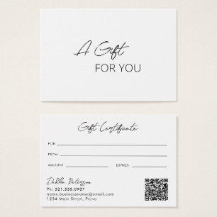 Cartes De Visite Simple Elegant QR Code Modern Cadeau Certificat