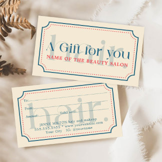 Cartes De Visite Simple Elegant Retro Bleu beauté cadeau