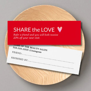 Cartes De Visite Simple Élégant Rouge Blanc Rose Coeur Référence