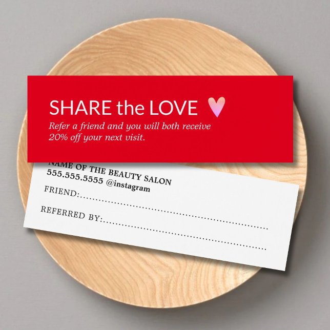 Cartes De Visite Simple Élégant Rouge Blanc Rose Coeur Référence (Créateur téléchargé)