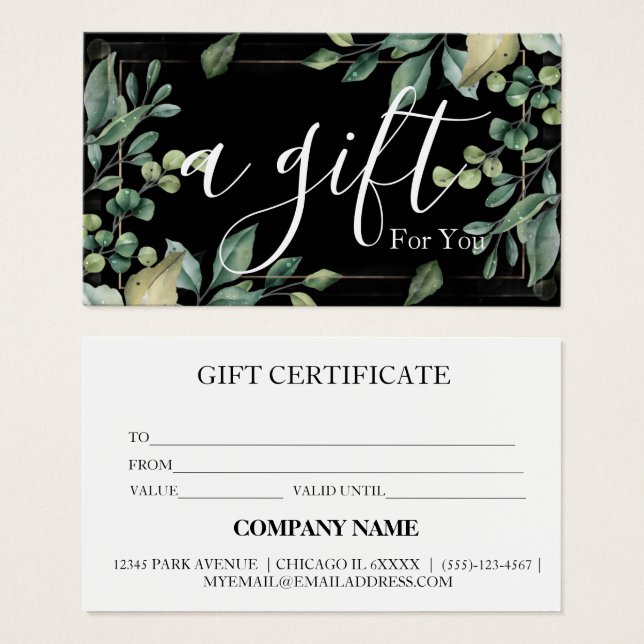 Cartes De Visite Simple & Modern Business Gift Certificate (Devant & derrière)