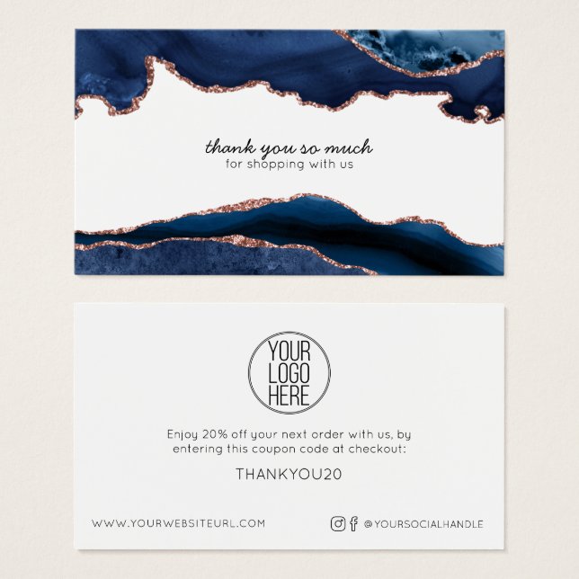 Cartes De Visite Simple moderne VOTRE LOGO ICI Remise Clients (Devant & derrière)