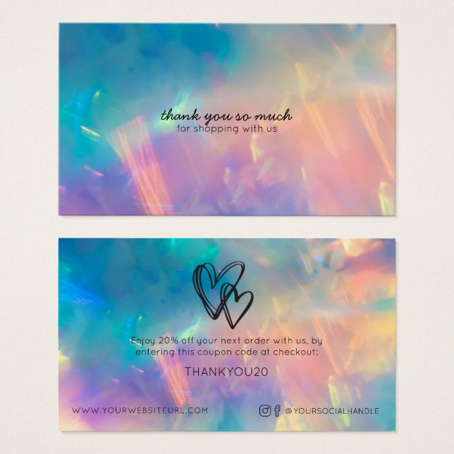 Cartes De Visite Simple moderne Whimsical Heart Remise aux clients (Devant & derrière)