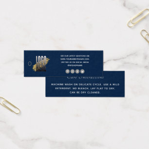 Cartes De Visite Simple Navy Blue Logo Vêtements Paquet de soins In