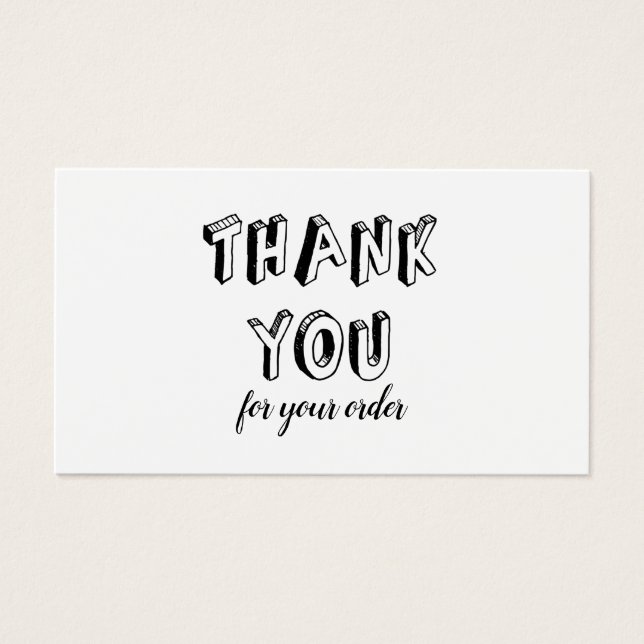 Cartes De Visite Simple Remerciement Noir et Blanc pour Commande (Devant)