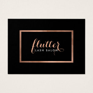 Cartes De Visite Simple Rose Gold Lash Salon Logo Black Aftercare