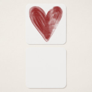 Cartes De Visite Simple, rouge, aquarelle Coeur sur notes personnel