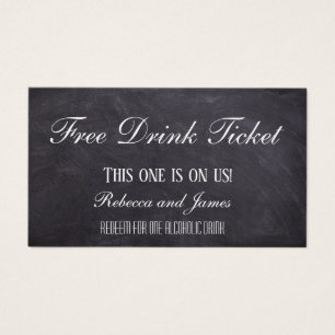 Cartes De Visite Simple Rustic Chalkboard Mariage Billet de boisson