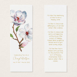 Cartes De Visite Simple signet de prière funéraire Magnolia