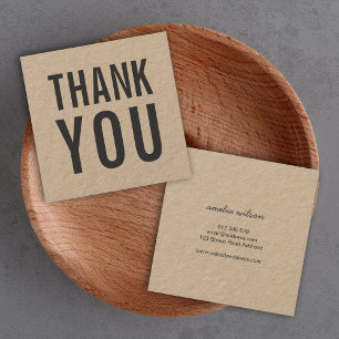 Cartes De Visite Simple Stylish Rustic Thank You Kraft